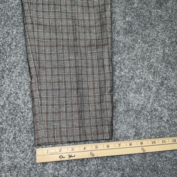 Theory Pants Womens Size 12 Brown Plaid Houndstooth Cropped Academia Preppy - Picture 7 of 9